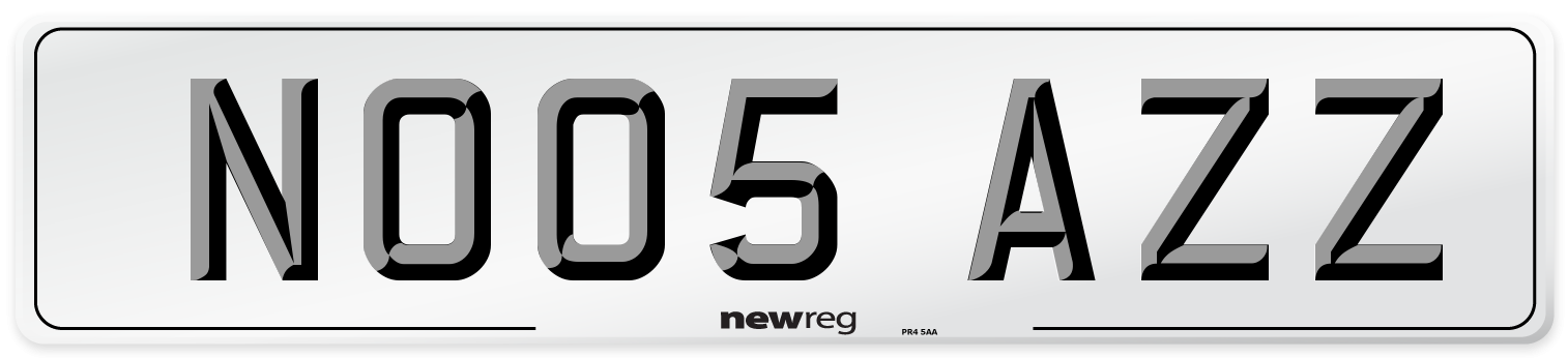 NO05 AZZ Number Plate from New Reg